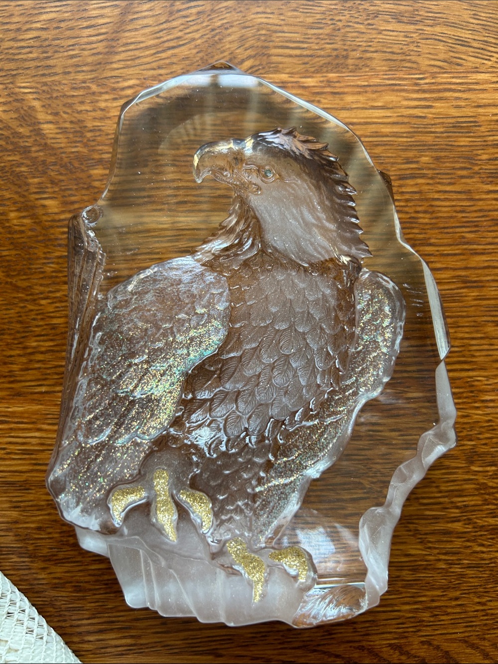 Clear Glass Eagle Sculpture Home Art - Clear - Picture 3 of 3